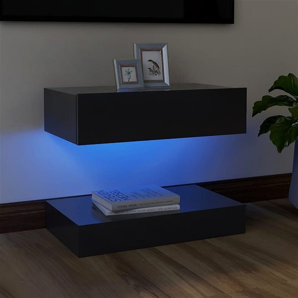 TV stolík SHUMEE s osvetlením LED sivý 60 × 35 cm ...