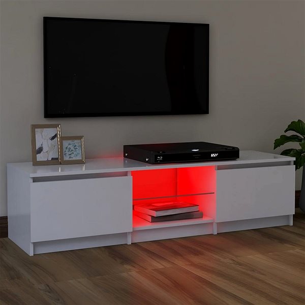 TV stolík SHUMEE s LED osvetlením biely 120 × 30 × 35,5 cm ...