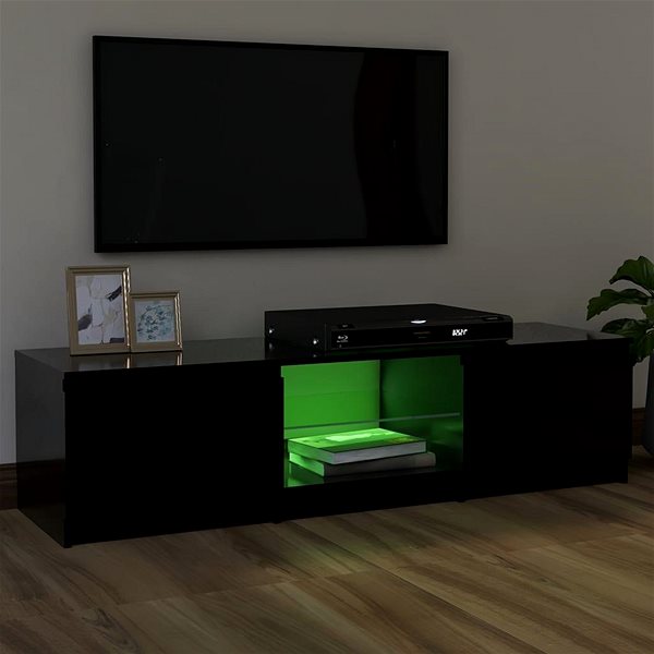 TV stolík SHUMEE s LED osvetlením čierny 120 × 30 × 35,5 cm ...