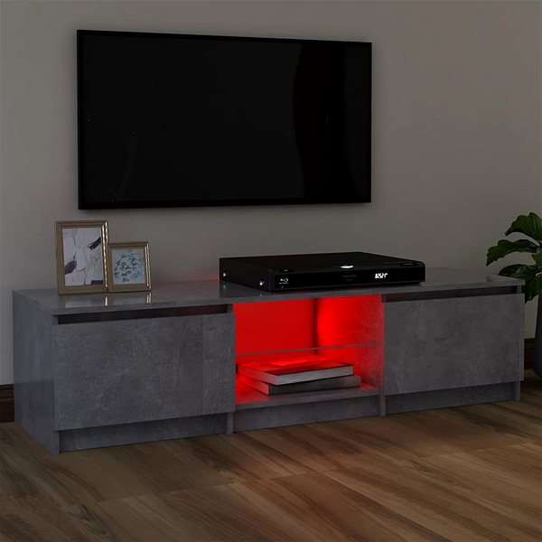 TV stolík SHUMEE s LED osvetlením betónovo sivý 120 × 30 × 35,5 cm ...