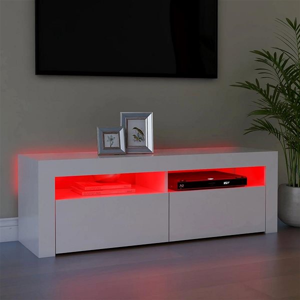 TV stolík SHUMEE s LED osvetlením biely 120 × 35 × 40 cm ...