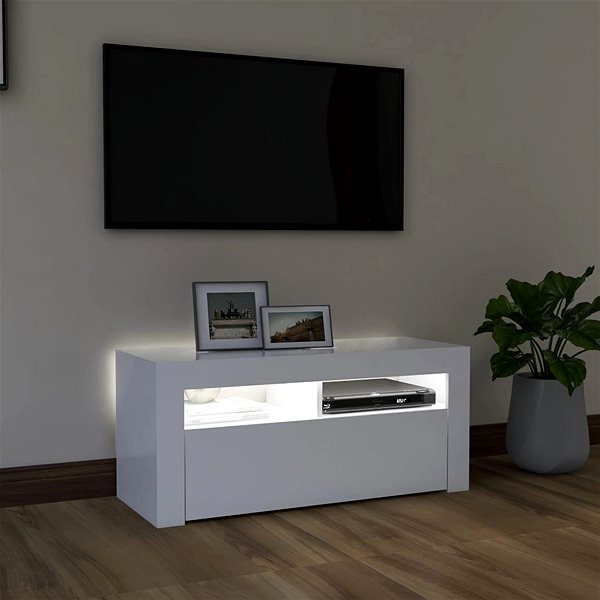 TV stolík SHUMEE s osvetlením LED biely 90 × 35 × 40 cm ...