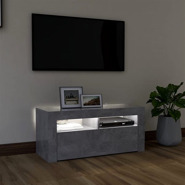 TV stolík SHUMEE s osvetlením LED betónovosivý 90 × 35 × 40 cm ...