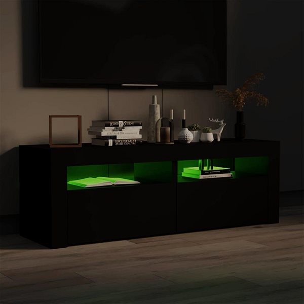 TV stolík SHUMEE s osvetlením LED čierny 120 × 35 × 40 cm ...