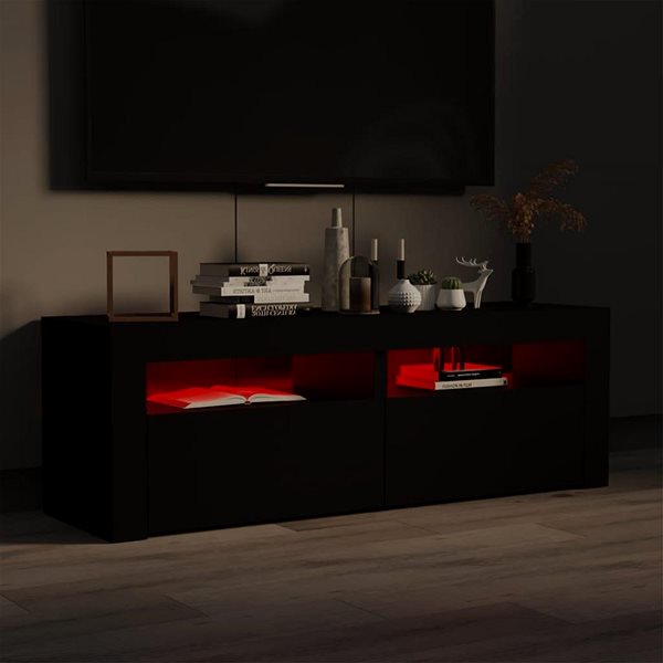 TV stolík SHUMEE s osvetlením LED čierny 120 × 35 × 40 cm ...