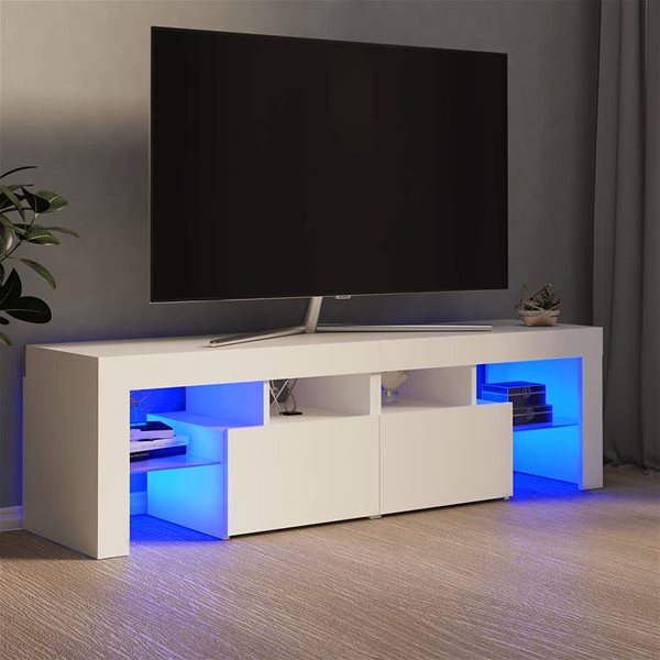 TV stolík SHUMEE s osvetlením LED biely 140 × 35 × 40 cm ...