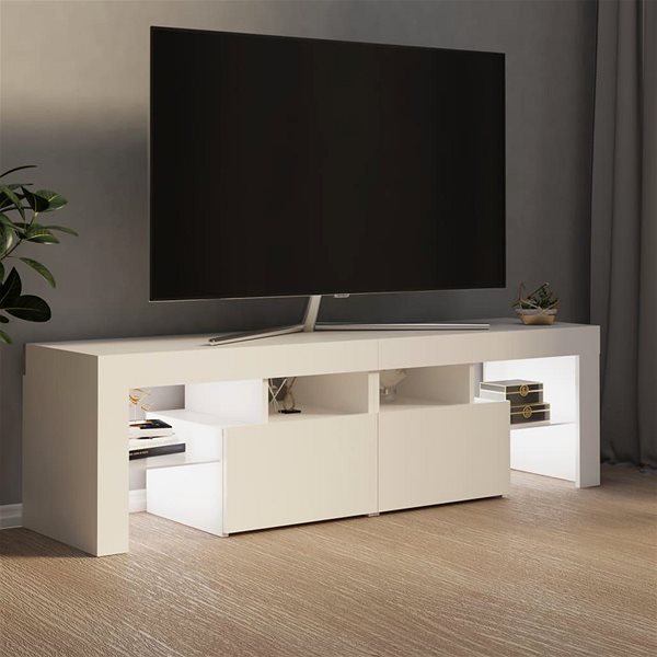 TV stolík SHUMEE s osvetlením LED biely 140 × 35 × 40 cm ...