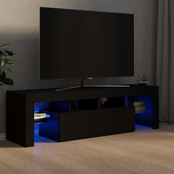 TV stolík SHUMEE s osvetlením LED čierny 140 × 35 × 40 cm ...