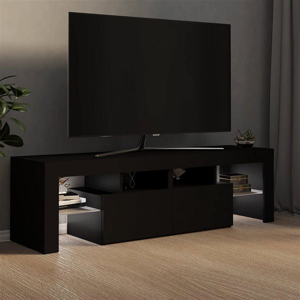 TV stolík SHUMEE s osvetlením LED čierny 140 × 35 × 40 cm ...