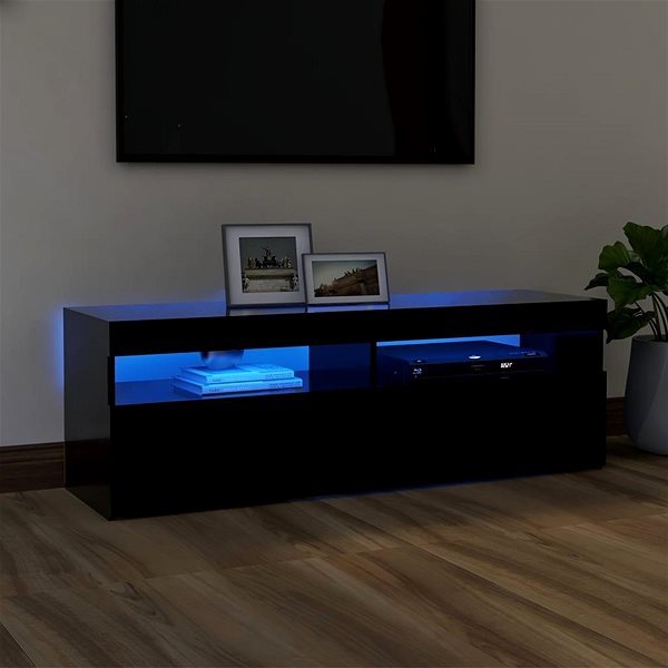 TV stolík SHUMEE s LED osvetlením čierny 120 × 35 × 40 cm ...
