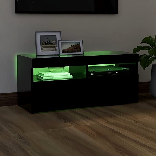 TV stolík SHUMEE s osvetlením LED čierny 90 × 35 × 40 cm ...