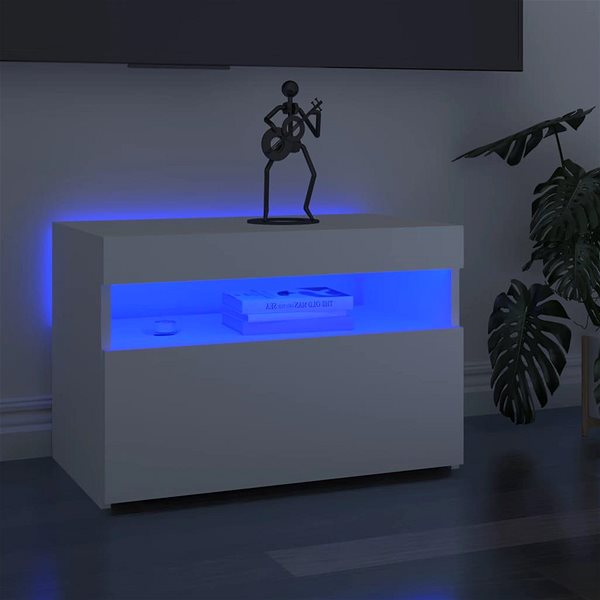 TV stolík SHUMEE s osvetlením LED biely 60 × 35 × 40 cm ...
