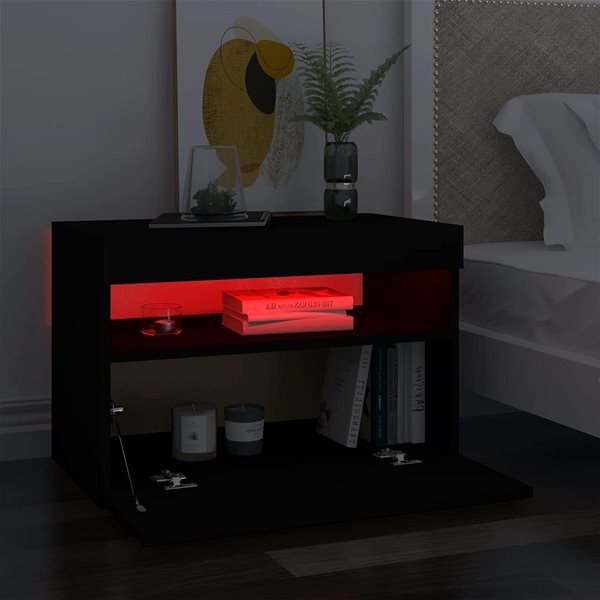 TV stolík SHUMEE s osvetlením LED čierny 60 × 35 × 40 cm ...
