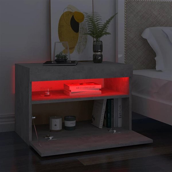 TV stolík SHUMEE s osvetlením LED betónovosivý 60 × 35 × 40 cm ...