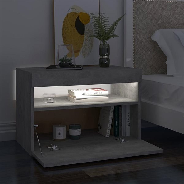 TV stolík SHUMEE s osvetlením LED 2 ks betónovosivý 60 × 35 × 40 cm ...