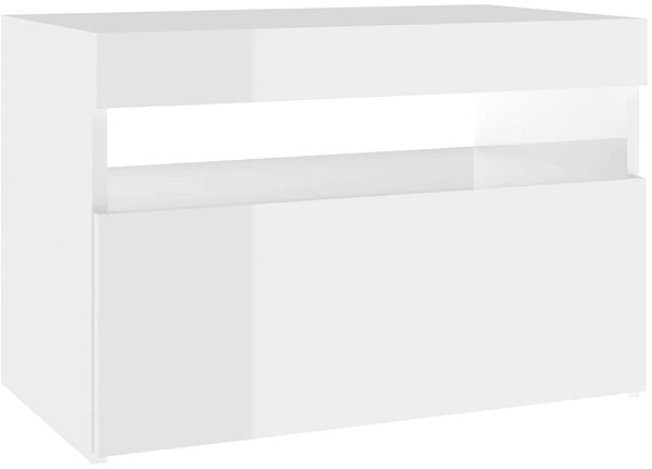 TV stolík SHUMEE s osvetlením LED biely s vysokým leskom 60 × 35 × 40 cm ...