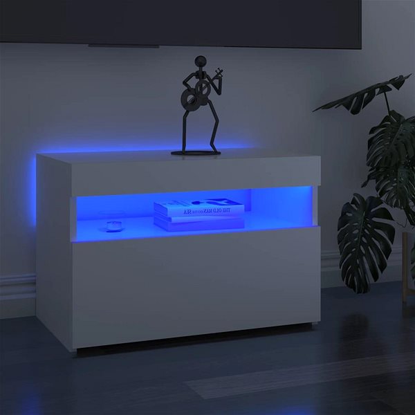 TV stolík SHUMEE s osvetlením LED 2 ks biele vysoký lesk 60 × 35 × 40 cm ...