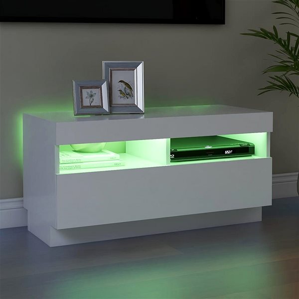 TV stolík SHUMEE s osvetlením LED biely 80 × 35 × 40 cm ...