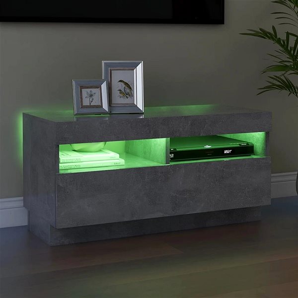 TV stolík SHUMEE s osvetlením LED betónovosivý 80 × 35 × 40 cm ...
