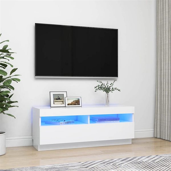 TV stolík SHUMEE s osvetlením LED biely 100 × 35 × 40 cm ...