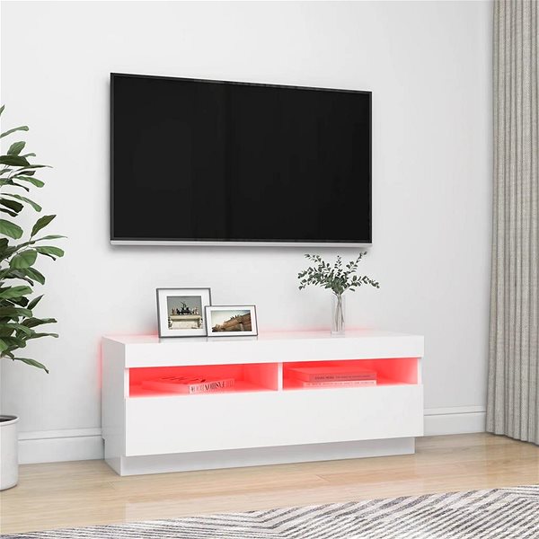 TV stolík SHUMEE s osvetlením LED biely 100 × 35 × 40 cm ...