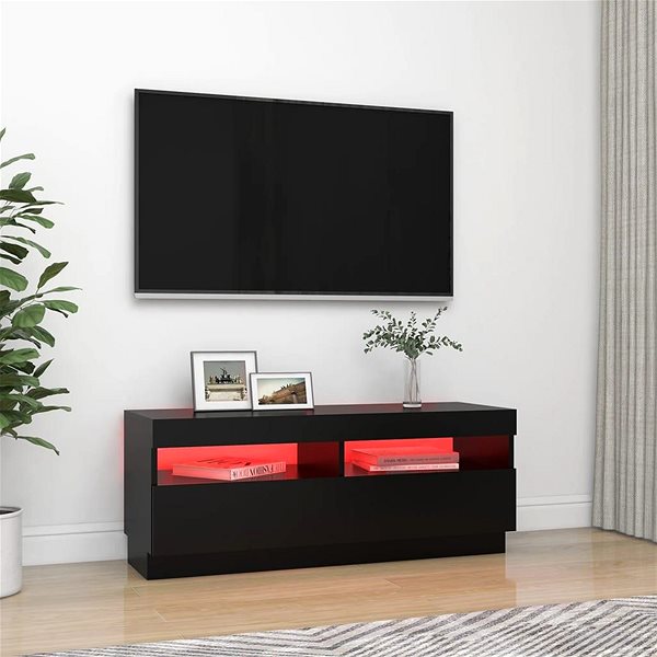 TV stolík SHUMEE s osvetlením LED čierny 100 × 35 × 40 cm ...