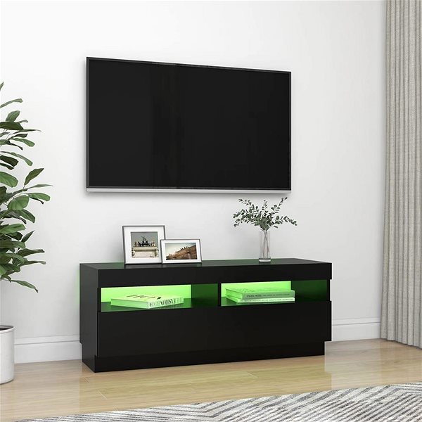 TV stolík SHUMEE s osvetlením LED čierny 100 × 35 × 40 cm ...