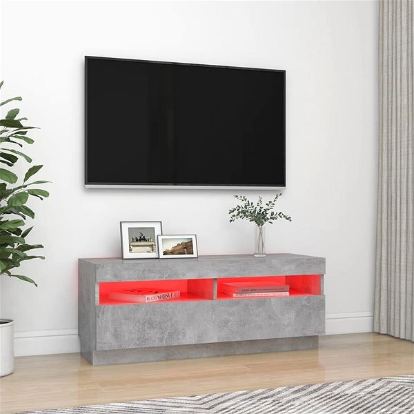 TV stolík SHUMEE s LED osvetlením betónovo sivý 100 × 35 × 40 cm ...