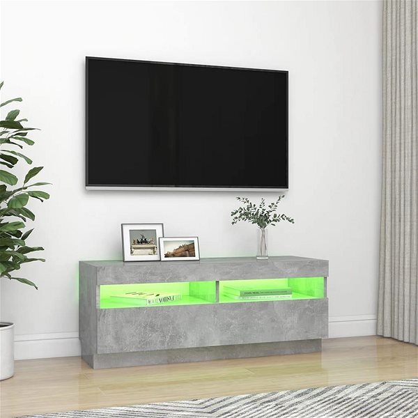 TV stolík SHUMEE s LED osvetlením betónovo sivý 100 × 35 × 40 cm ...