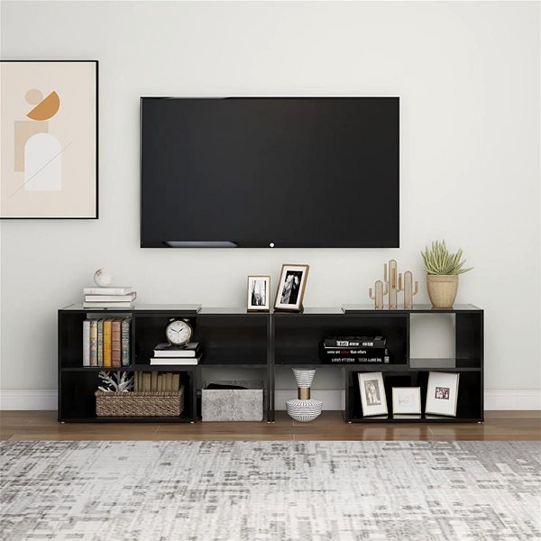 TV stolík SHUMEE čierny s vysokým leskom 149 × 30 × 52 cm ...