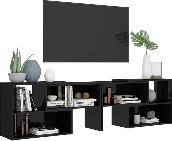TV stolík SHUMEE čierny s vysokým leskom 149 × 30 × 52 cm ...
