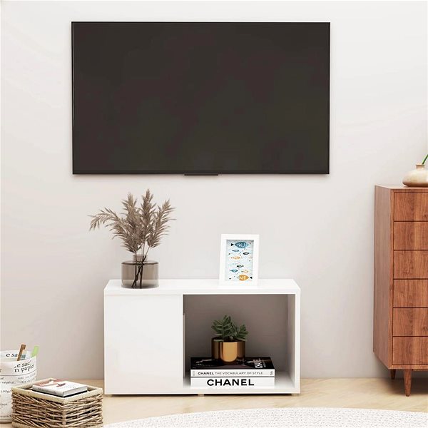 TV stolek SHUMEE bílý s vysokým leskem 60 × 24 × 32 cm  ...