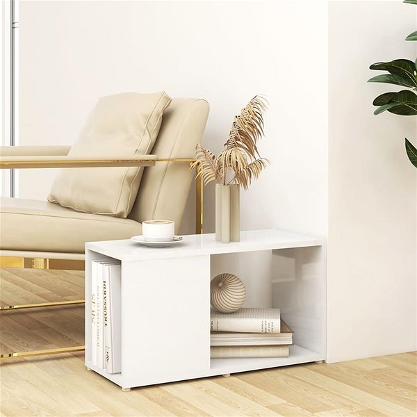 TV stolek SHUMEE bílý s vysokým leskem 60 × 24 × 32 cm  ...