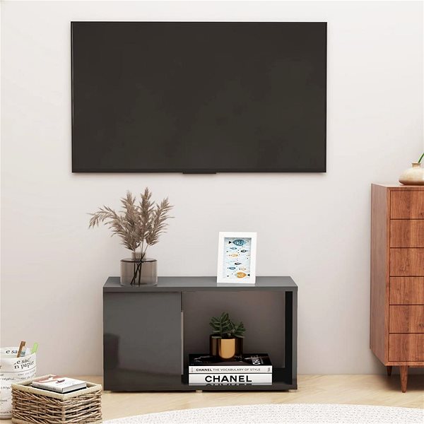 TV stolek SHUMEE šedý s vysokým leskem 60 × 24 × 32 cm ...