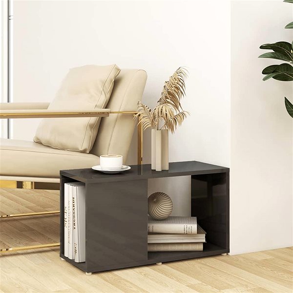 TV stolek SHUMEE šedý s vysokým leskem 60 × 24 × 32 cm ...