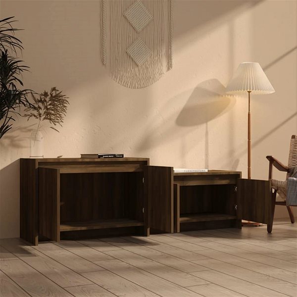 TV stolík SHUMEE hnedý dub 146,5 × 35 × 50 cm ...