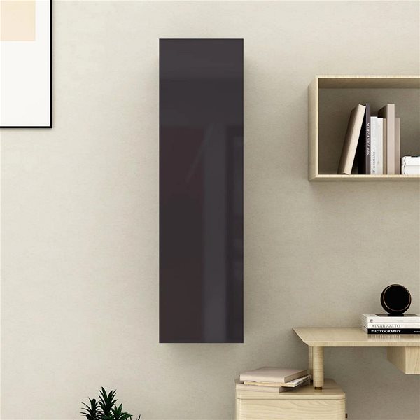 Skříňka SHUMEE šedá s vysokým leskem, 30,5 × 30 × 110 cm  ...