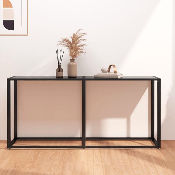 Konzolový stolík SHUMEE čierny 160 × 35 × 75,5 cm tvrdené sklo ...
