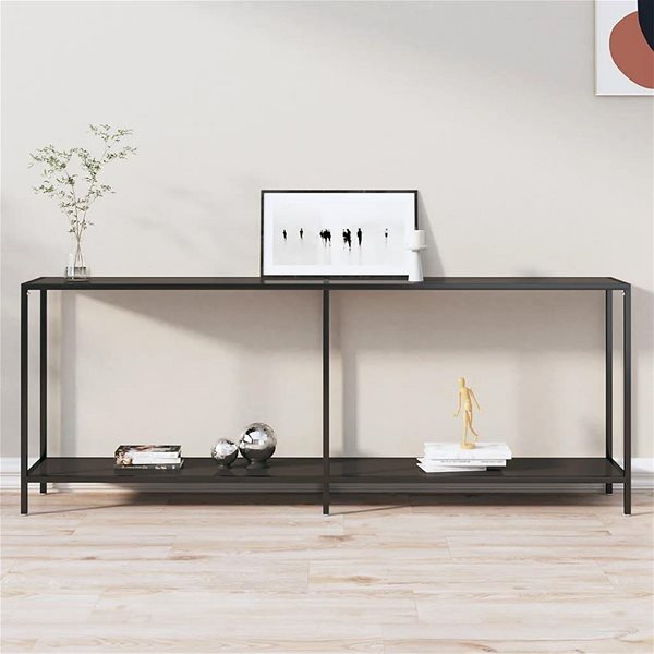 Konzolový stolík SHUMEE 2 čierny 200 × 35 × 75 cm tvrdené sklo ...