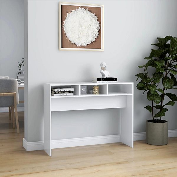 Konzolový stolík SHUMEE biely 105 × 30 × 80 cm drevotrieska ...