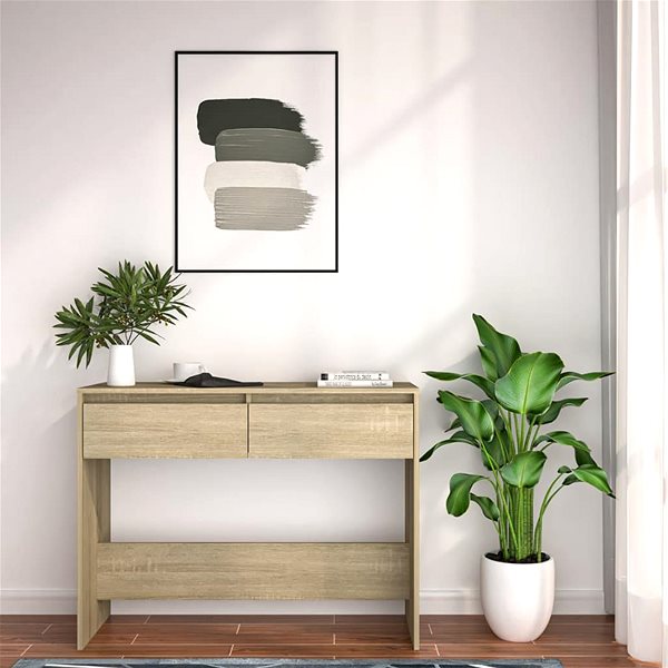 Konzolový stolík SHUMEE dub sonoma 100 × 35 × 76,5 cm drevotrieska ...