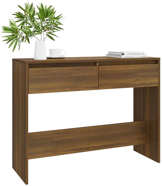 Konzolový stolík SHUMEE hnedý dub 100 × 35 × 76,5 cm drevotrieska ...