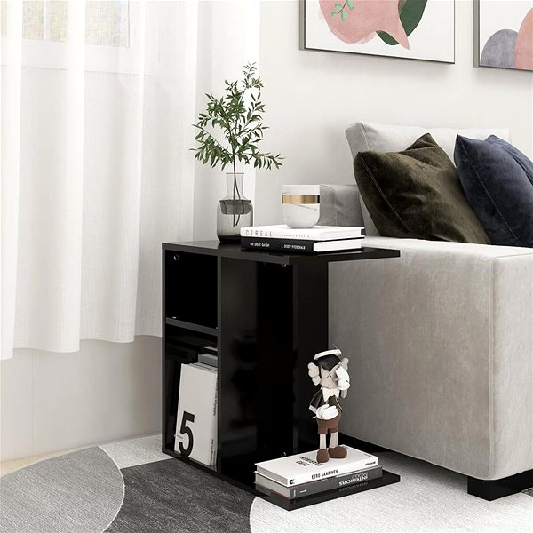 Odkladací stolík SHUMEE čierny 50 × 30 × 50 cm, drevotrieska ...