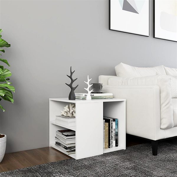 Odkladací stolík SHUMEE biely 50 × 50 × 45 cm, drevotrieska ...