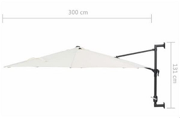 Slnečník Nástenný slnečník s kovovou tyčou 300 cm pieskový Technický nákres