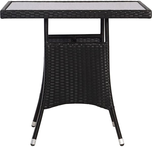 Záhradný stôl Záhradný stôl čierny 80 × 80 × 74 cm polyratan Bočný pohľad