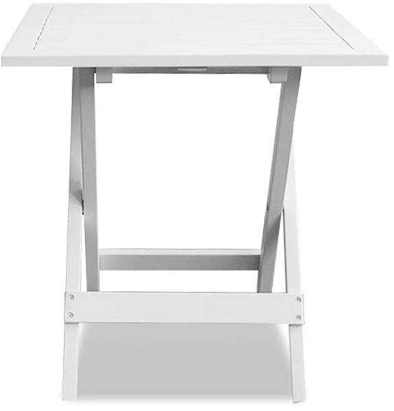 Záhradný stôl Bistro stolík biely 46 × 46 × 47 cm masívne akáciové drevo Bočný pohľad