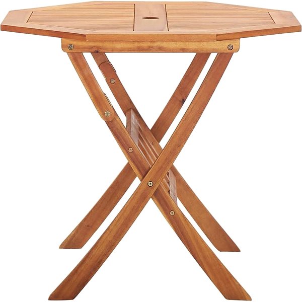 Záhradný stôl Skladací záhradný stôl 90 × 75 cm masívne akáciové drevo Bočný pohľad