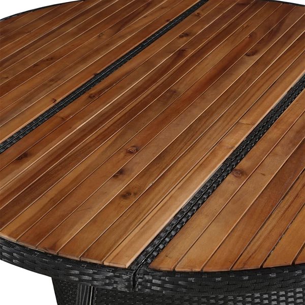 Záhradný stôl SHUMEE Stôl záhradný, akácia/umelý ratan 150 cm Vlastnosti/technológia