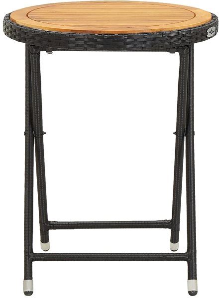 Zahradní stůl  Čajový stolek černý 60 cm polyratan a masivní akácie Screen